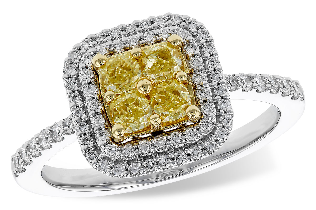 A292-76848: LDS RG .52 FANCY YELLOW DIAMONDS .85 TW