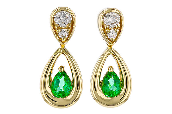 A292-76866: EARRINGS .20 EMERALD .32 TGW (4x3 EMER)