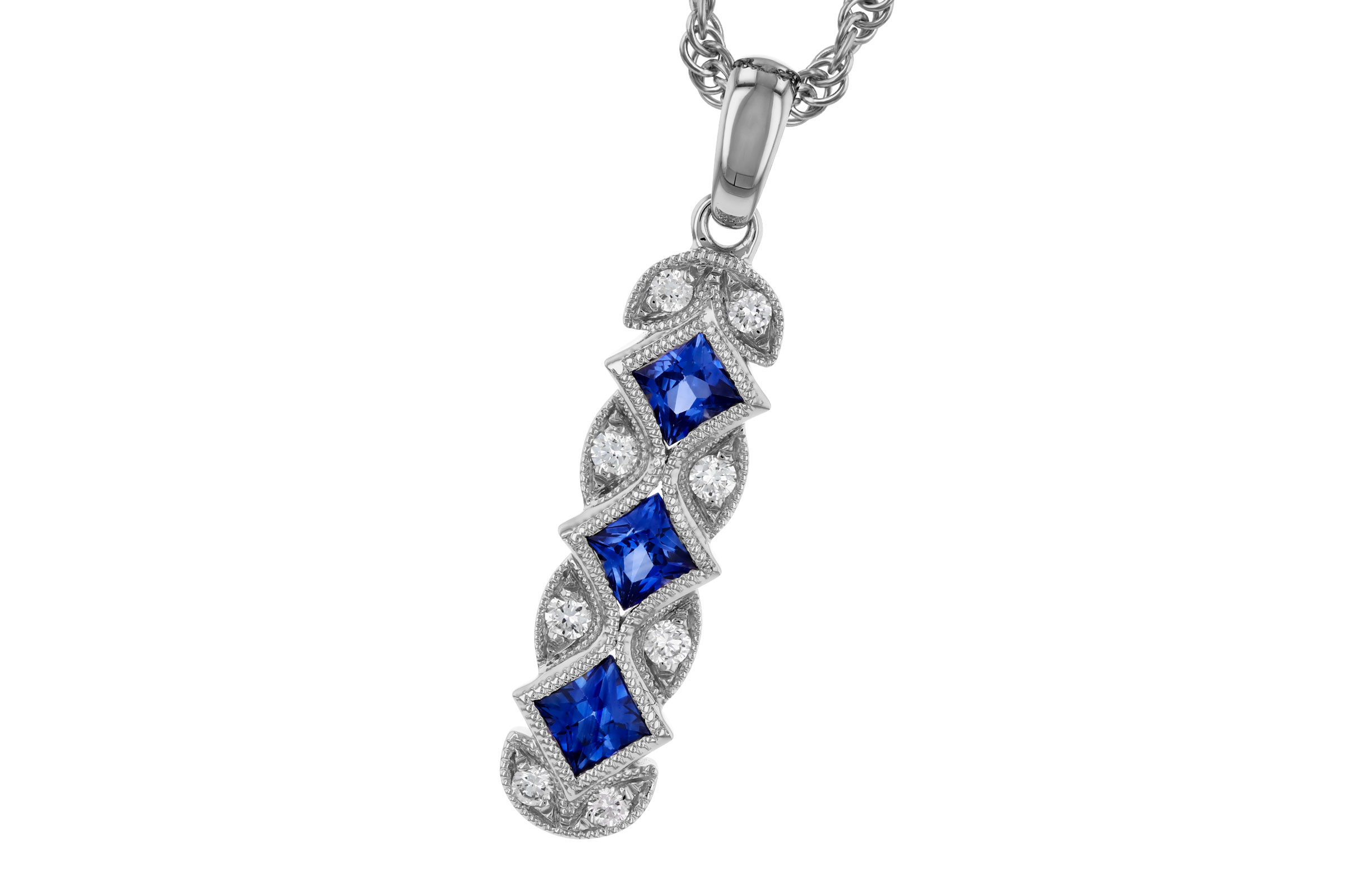 A293-65911: NECKLACE .55 TW SAPPHIRE .64 TGW