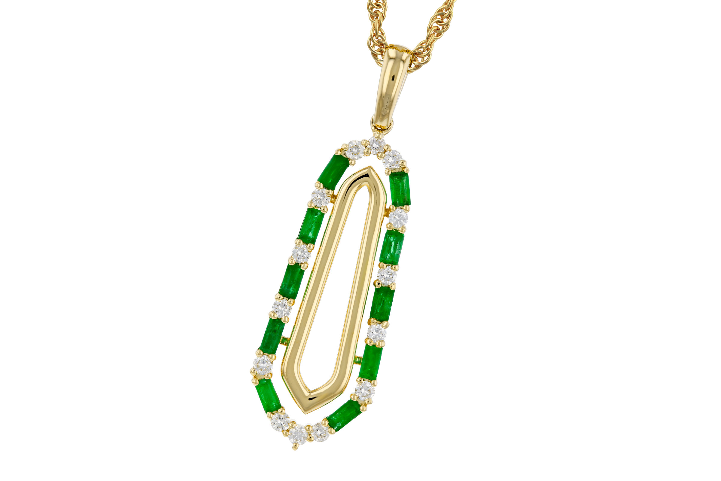 B293-66857: NECKLACE .44 TW EMERALD .64 TGW