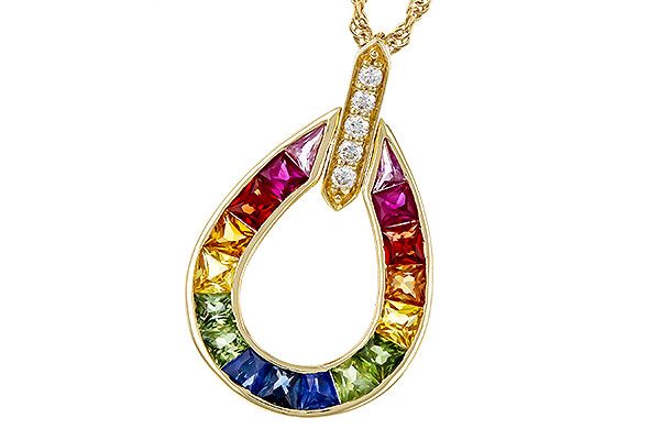 C292-75938: NECKLACE 1.10 MULTI-COLOR SAPPH 1.15 TGW