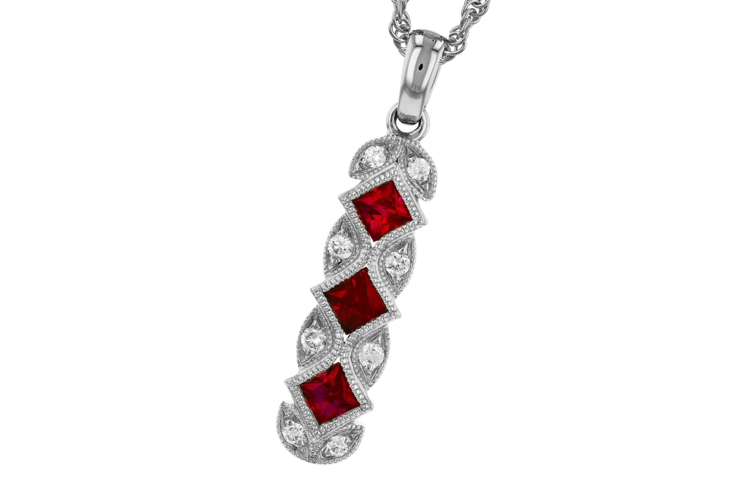 C293-65038: NECKLACE .55 TW RUBY .64 TGW