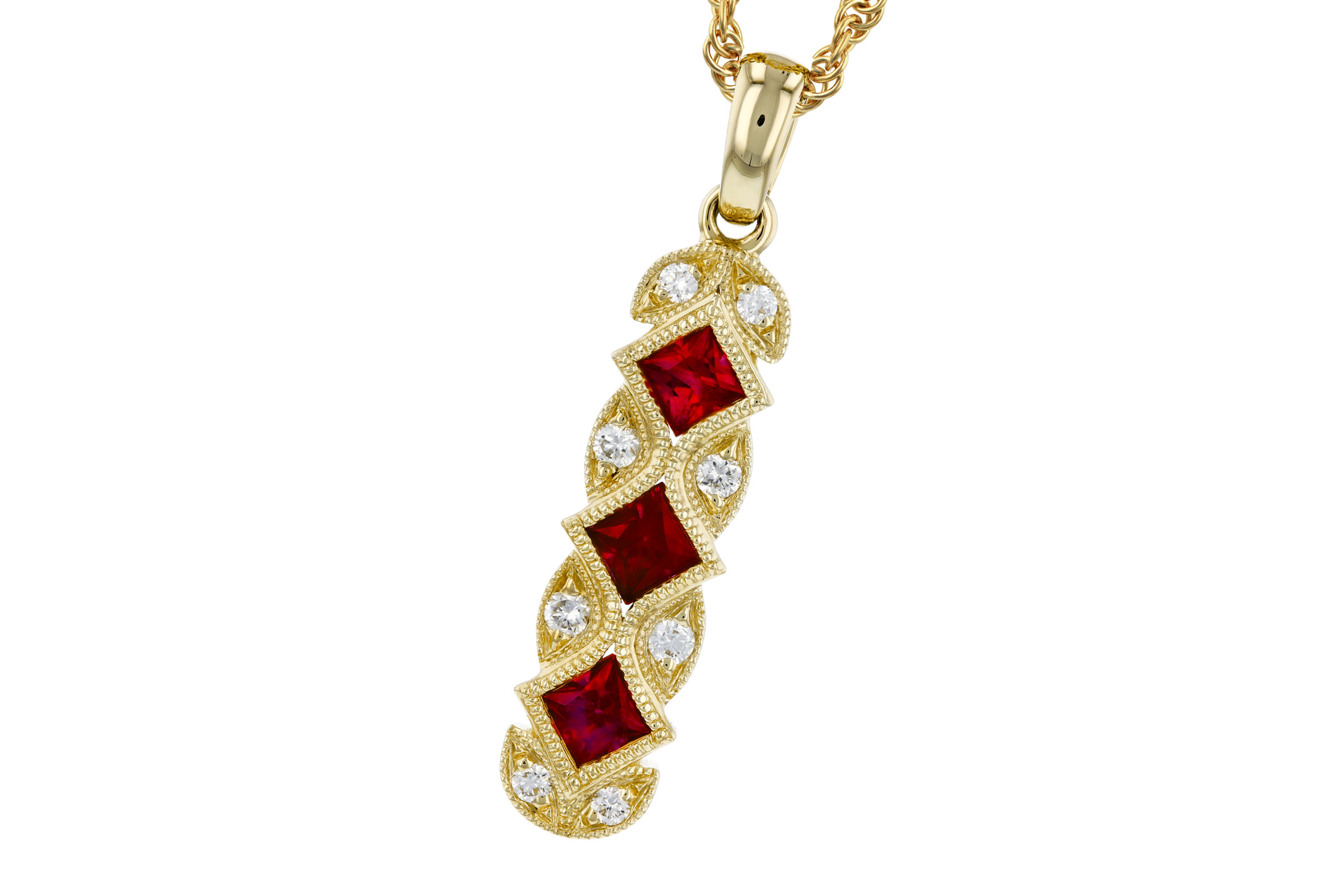 C293-65038: NECKLACE .55 TW RUBY .64 TGW
