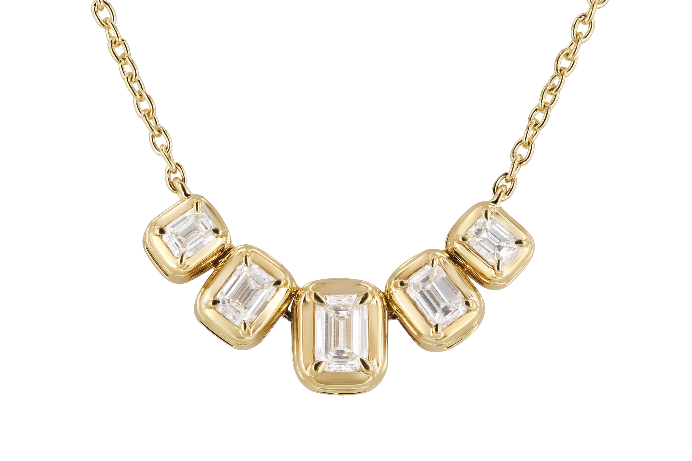 C293-66829: NECKLACE .87 TW EMERALD CUT DIA (18")
