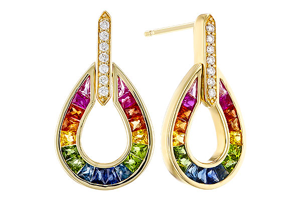 D292-75938: EARRINGS 1.18 MULTI-COLOR SAPP 1.25 TGW