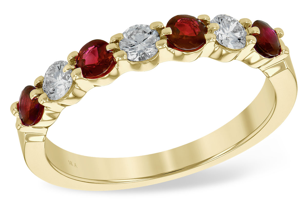 E207-34138: LDS WED RG .48 RUBY .78 TGW