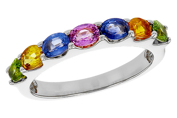 E292-75938: LDS WED RG 1.54 TW MULTI-COLOR SAPPHIRE