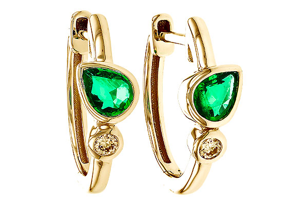 E292-77811: EARRINGS .38 TW EMERALD .44 TGW