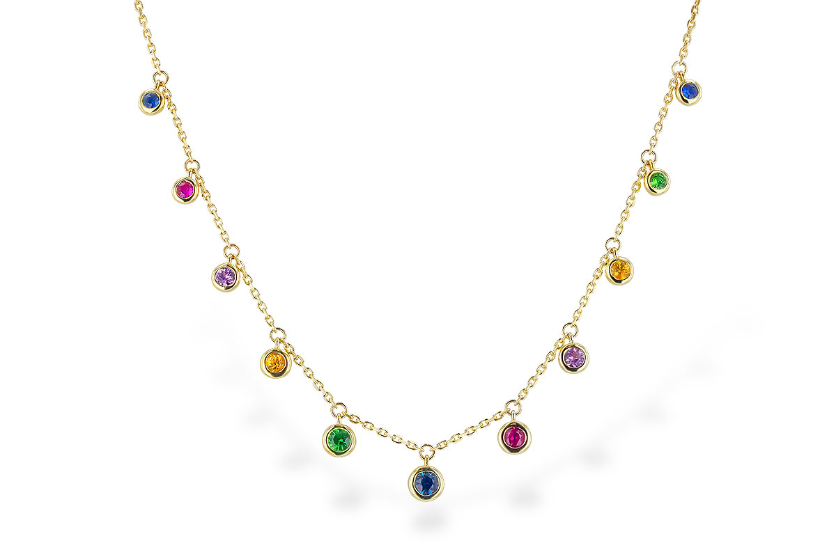 F291-88665: NECK .90 TW MULTI-COLOR SAPPH & GREEN GARNET (18")