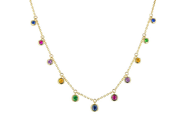 F291-88665: NECK .90 TW MULTI-COLOR SAPPH & GREEN GARNET (18")