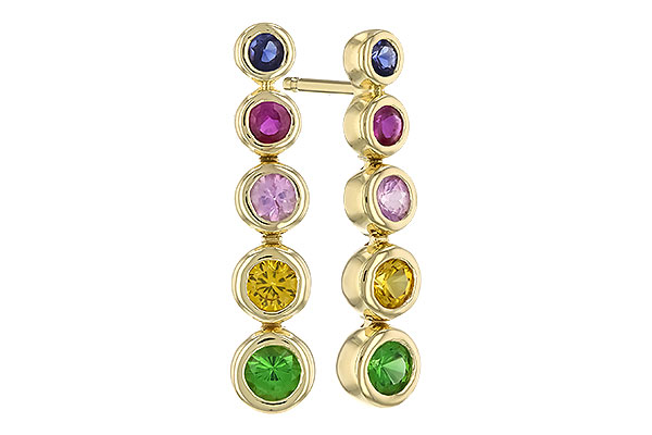 F291-90538: EARR .60 TW MULTI-COLOR SAPPH & GREEN GARNET