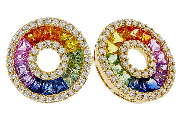 F292-75938: EARRINGS 2.10 MULTI-COLOR SAPP 2.37 TGW