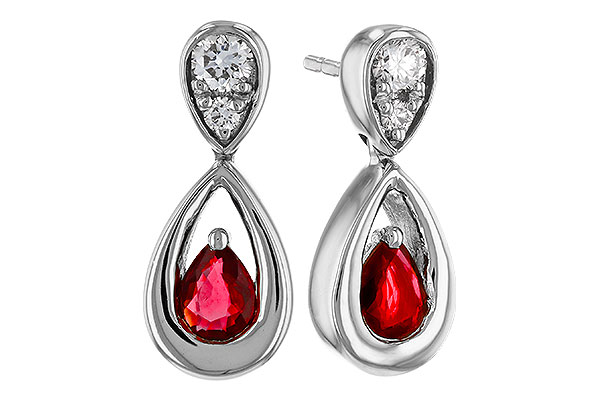 F292-75947: EARRINGS .40 RUBY .52 TGW (4x3 RUBY)