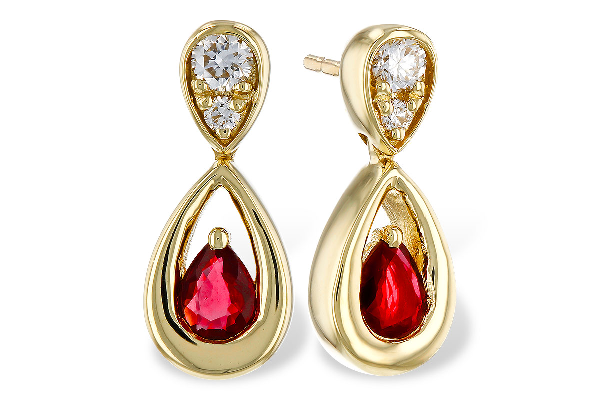 F292-75947: EARRINGS .40 RUBY .52 TGW (4x3 RUBY)