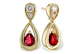 F292-75947: EARRINGS .40 RUBY .52 TGW (4x3 RUBY)
