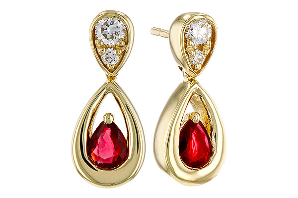 F292-75947: EARRINGS .40 RUBY .52 TGW (4x3 RUBY)