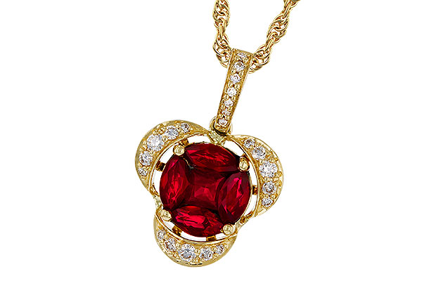 F292-78693: NECKLACE .86 TW RUBY 1.00 TGW