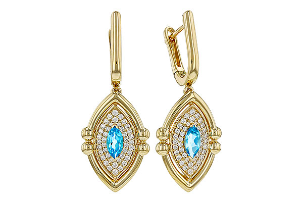 F293-64138: EARRINGS .50 TW BLUE TOPAZ .78 TGW (6x3MM BT)