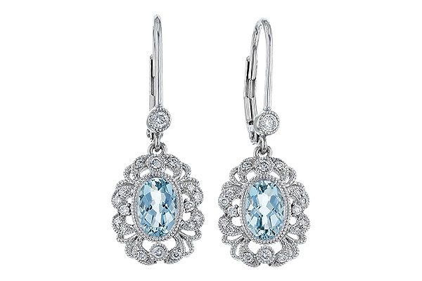 G292-74138: EARRING .75 TW AQUA .92 TGW (7x5MM AQUA)