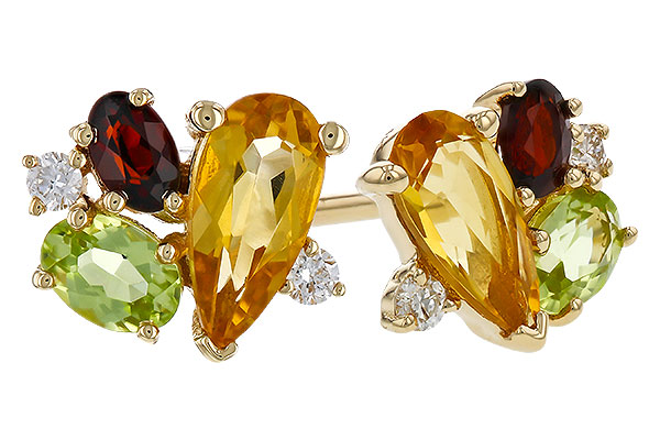 G292-75938: EARRINGS .66 SEMI PREC (CIT,PER,GAR) .70 TGW