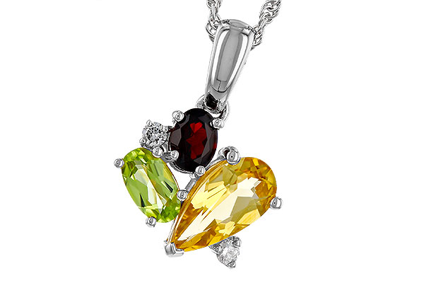 H292-75938: NECKLACE .79 SEMI PREC (CIT,PER,GAR) .82 TGW