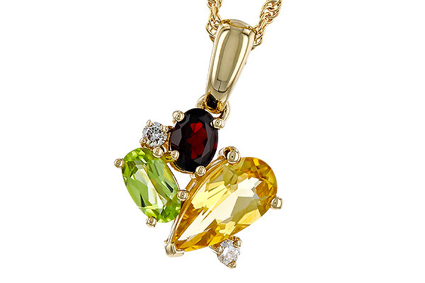 H292-75938: NECKLACE .79 SEMI PREC (CIT,PER,GAR) .82 TGW