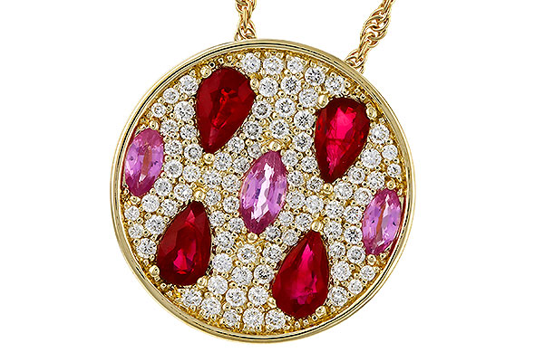 H292-81374: NECK 1.42 TW PRECIOUS (RUBY & PINK SAPP) 1.82 TGW