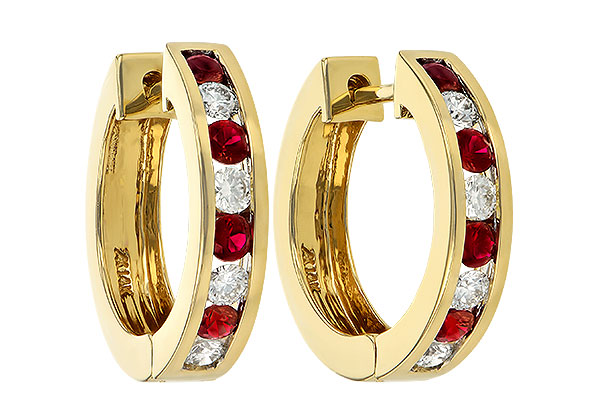K019-12274: EARRINGS .59 RUBY 1.02 TGW