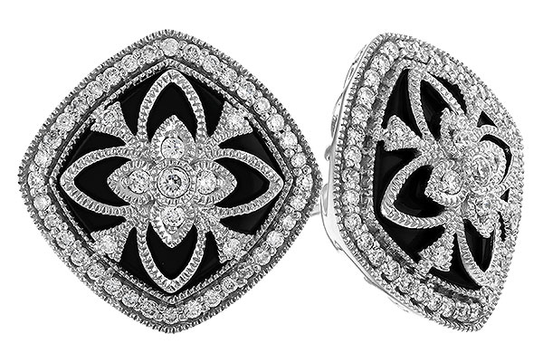 K291-88711: DIA & ONYX EARRINGS .38 TW