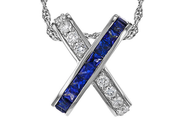 K292-81392: NECKLACE .60 TW SAPPHIRE .77 TGW