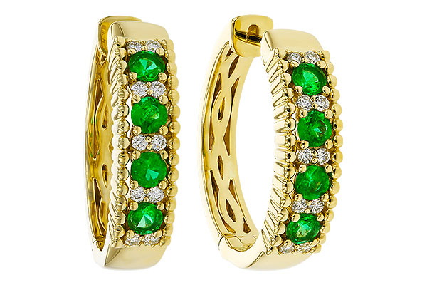 K292-81447: EARRINGS .33 TW EMERALD .45 TGW