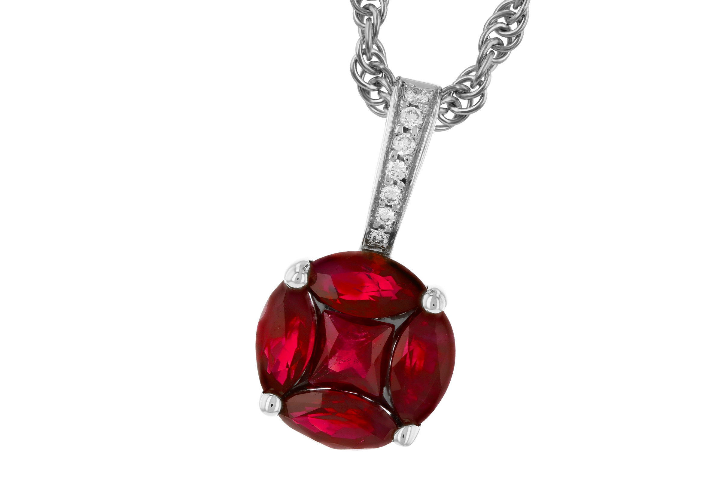K293-64165: NECKLACE .80 RUBY .82 TW