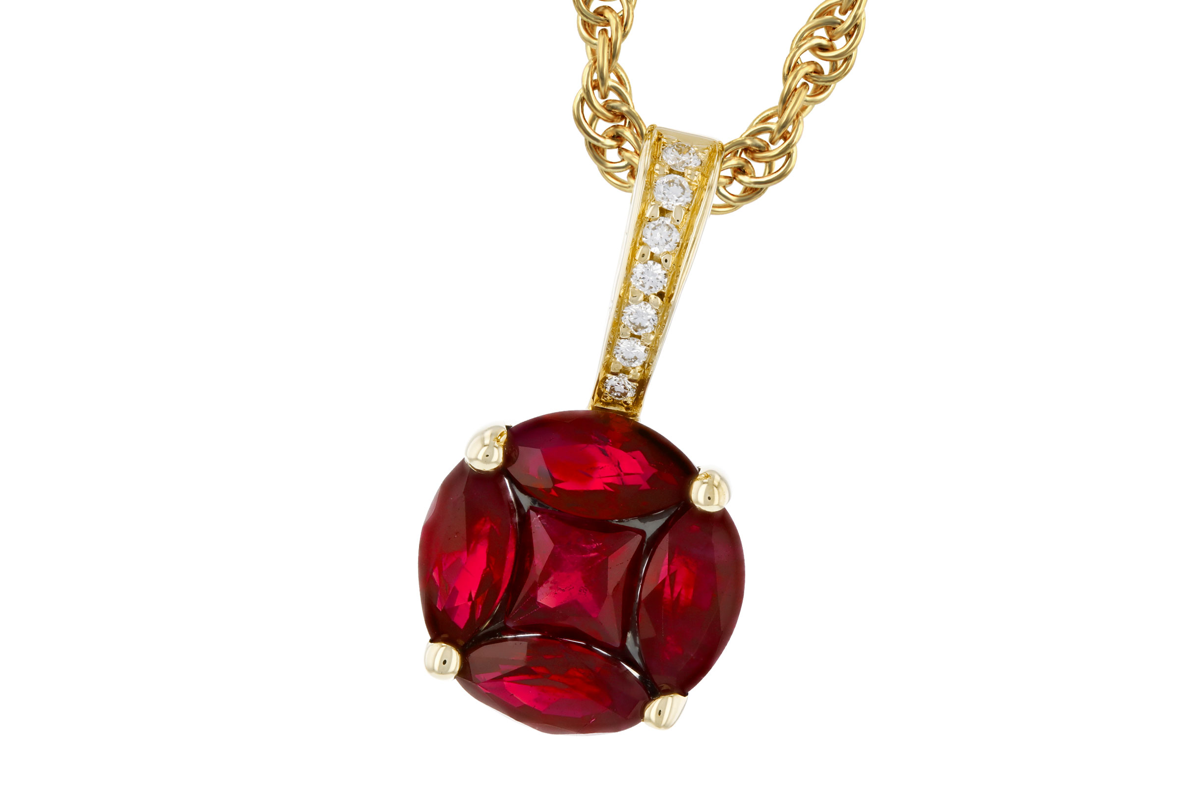 K293-64165: NECKLACE .80 RUBY .82 TW