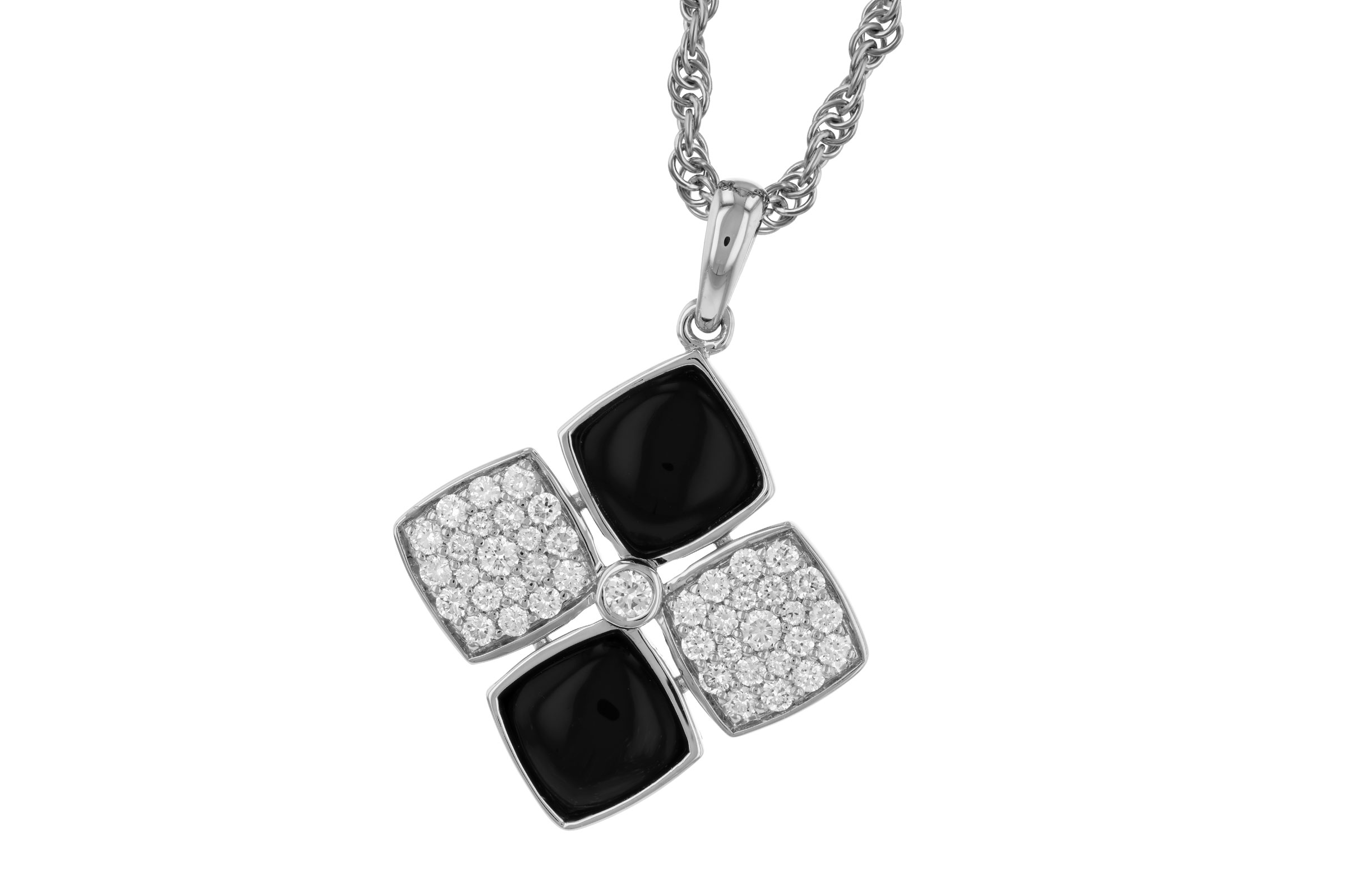 K293-65074: NECKLACE 1.23 TW ONYX 1.50 TGW