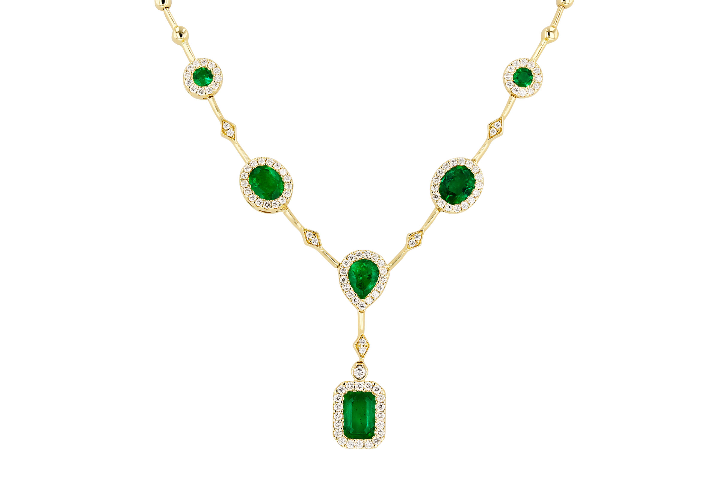 K293-65911: NECKLACE 1.66 TW EMERALD 2.08 TGW (17")