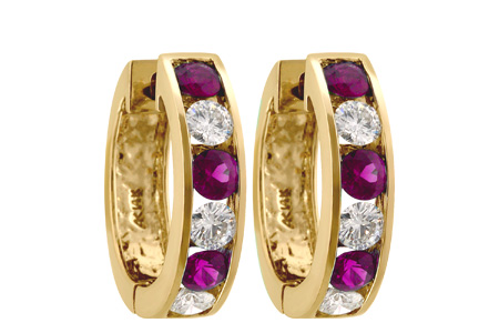 L019-12274: EARRINGS 1.22 RUBY 2.06 TGW