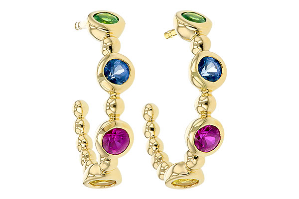 L293-64092: EARR .68 TW MULTI-COLOR SAPPH & GREEN GARNET