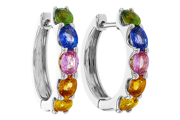 M292-75929: EARRINGS 2.20 TW MULTI-COLOR SAPPHIRE