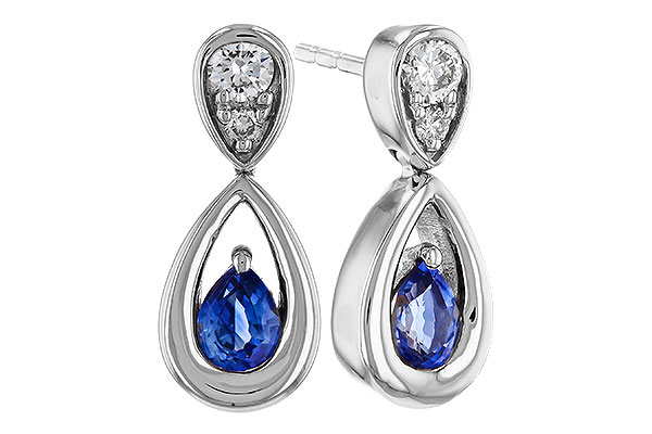 M292-75947: EARRINGS .42 SAPPHIRE .54 TGW (4x3 SAPP)