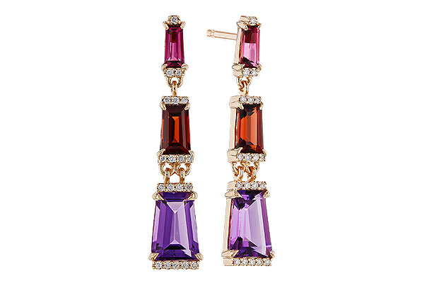 M292-76883: EARRINGS 1.98 SEMI-PREC (PT,GT,AMY) 2.05 TGW