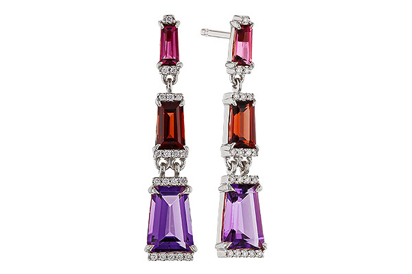 M292-76883: EARRINGS 1.98 SEMI-PREC (PT,GT,AMY) 2.05 TGW