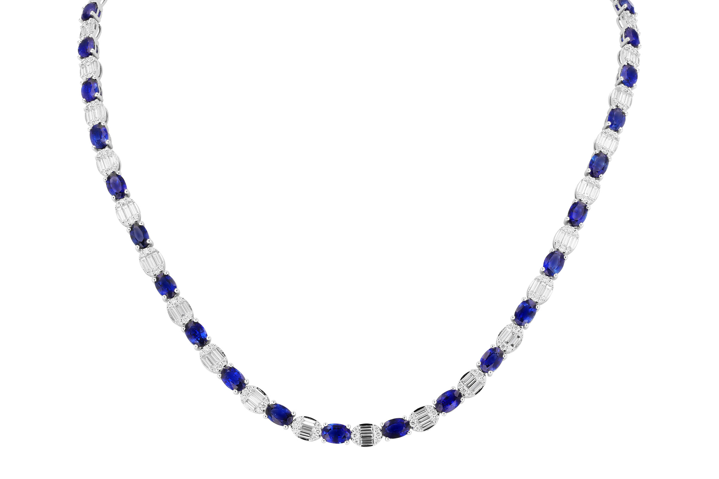 M293-65910: NECKLACE 17.68 TW SAPPHIRE 21.82 TGW (17")