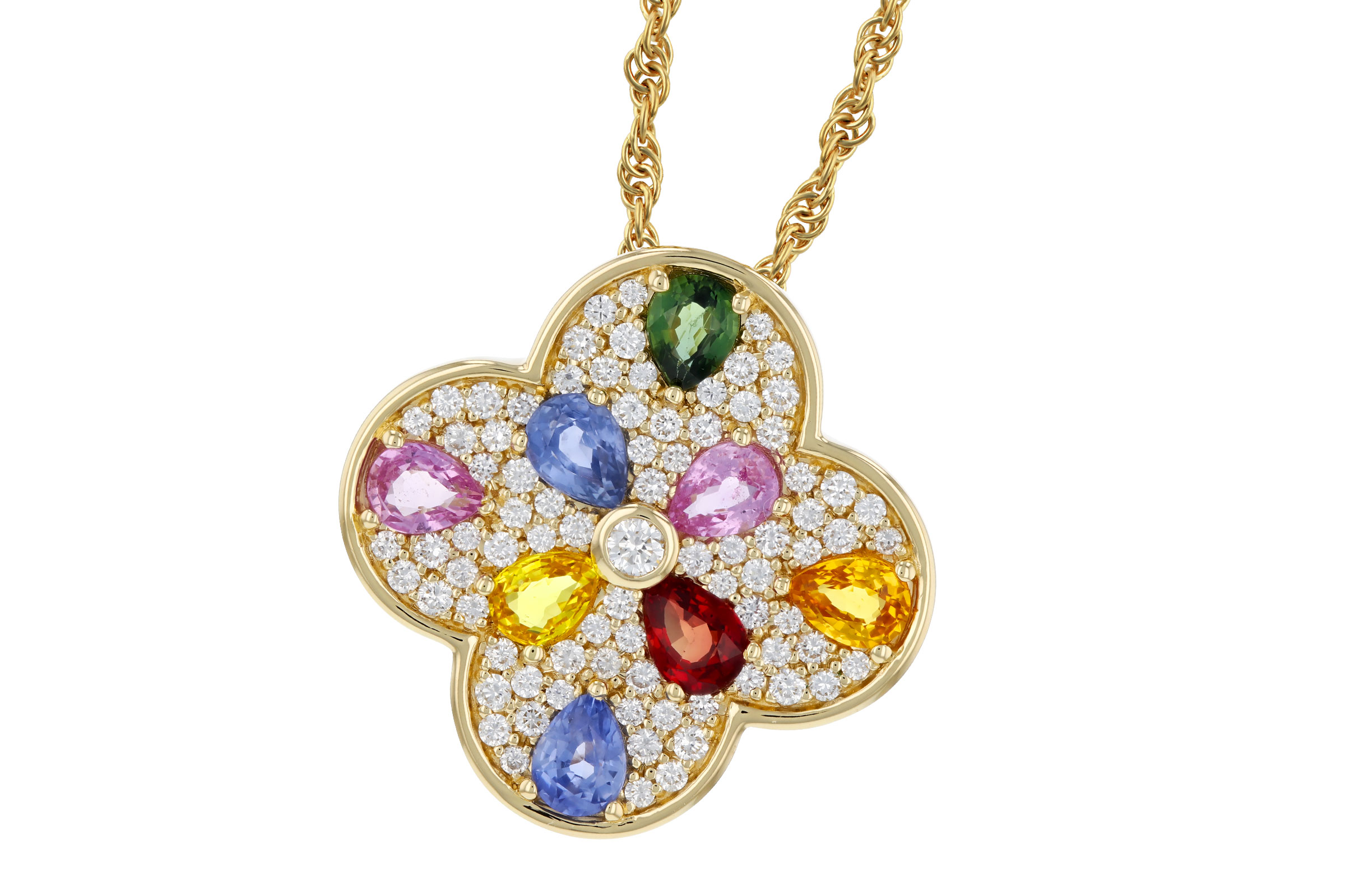 M293-66856: NECKLACE 1.40 MULTI-COLOR SAPPH 1.82 TGW